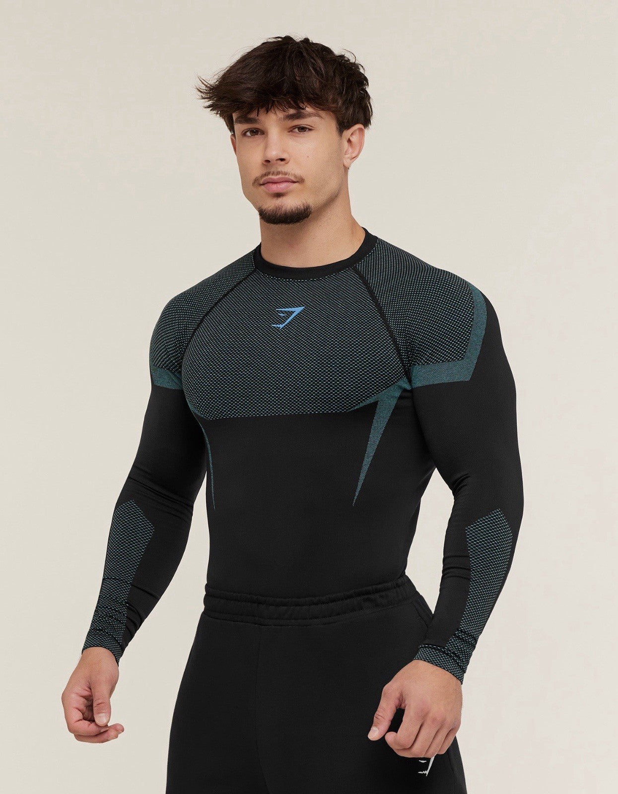*SHIPS TODAY* Gymshark Onyx v5 5.0 Seamless Long Sleeve Black/Brand Blue - Large