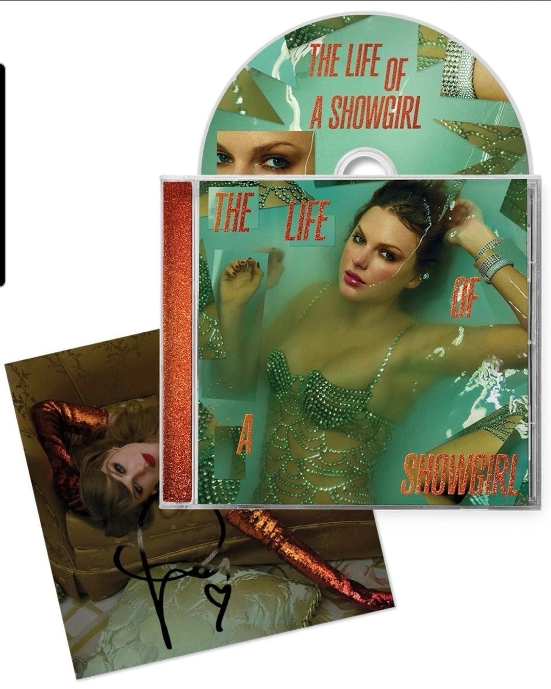 Taylor Swift The Life of a Showgirl CD + Hand Signed Photo 2